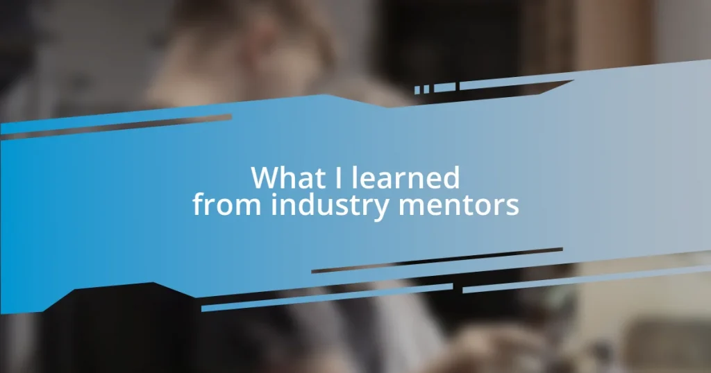 What I learned from industry mentors