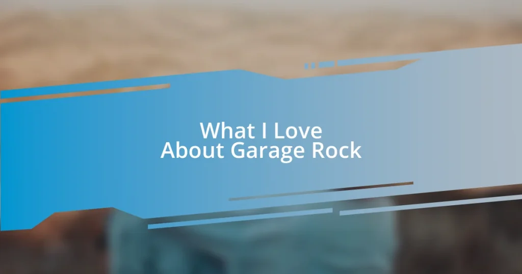 What I Love About Garage Rock